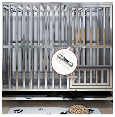 Hella Durable 304 Stainless Steel Spring Loaded Latches For Cabinet Doors With Telescopic Gun Hinge Hardware Built Tough for secure pet cage access.
