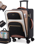 Your Go To Carry On That Fits Overhead Bins 22x14x9 Inches Water Resistant Softside Spinner With TSA Lock And 3 Pouches