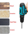 21V Lithium Ion Cordless Drill And Impact Driver Set Featuring Variable Speed Control Ergonomic Rubber Grip No Sweat Operation for drilling wood, ceramics, steel, and cement.