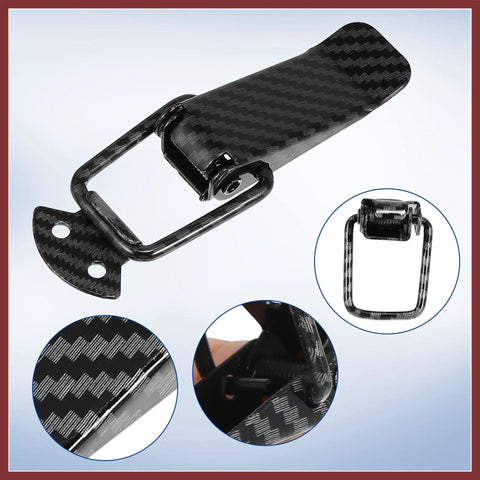 Universal Car Bumper Security Hook Clips Quick Release Hooks For Trunk And Fender Fasteners Carbon Fiber Pattern 105x33mm