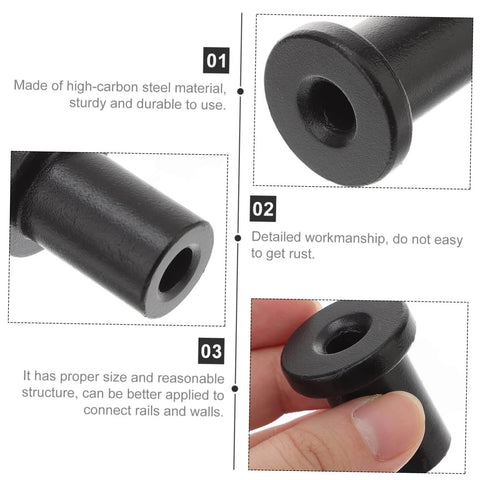5Piece Sliding Barn Door Track Spacers Replacement Kit With Wall Supports For Quick And Easy Setup Like A Breeze And Enhanced Stability Ideal For Sliding Doors, close-up of black spacer showing details and workmanship.