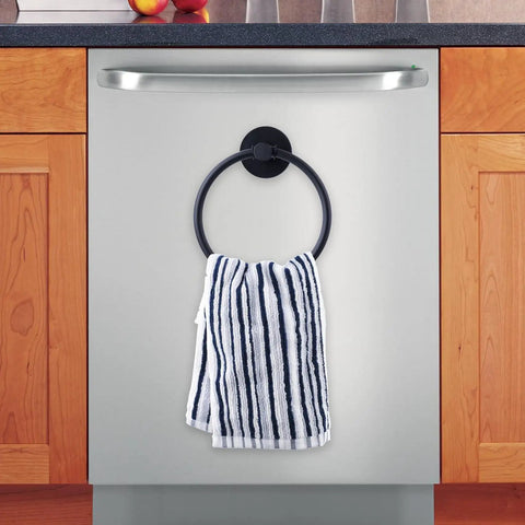Magnetic Towel Ring Holder For Fridge And Kitchen Heavy Duty Magnetic Rack on dishwasher with striped towel hanging