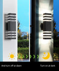 Two Pack LED Square Up And Down Outdoor Wall Lights with Durable Aluminum Body Easy Install IP65 Weatherproof GU10