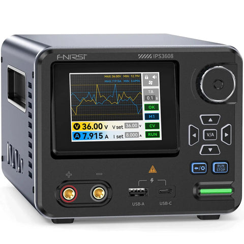 36V 8A Benchtop Power Supply With Ultra Low Ripple Under 10mV Aluminum Case USB A And Type C Ports Day Night Dual UI Display