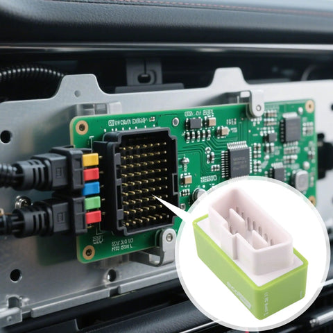 2 Pack Fuel Economy Saver OBD2 Energy Saving Device Car Plug And Play Pro Easy Install For Most Vehicles Boost Gas Mileage And Performance Without Hassle Eco Friendly Auto Accessory connected to car's OBD2 port