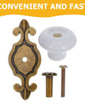 Old School Vintage Ceramic Cabinet Knobs And Drawer Handles With Zinc Alloy Base and hardware pieces, close-up view.