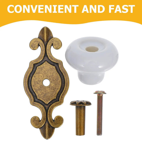 Old School Vintage Ceramic Cabinet Knobs And Drawer Handles With Zinc Alloy Base, Retro Kitchen And Closet Door Pulls, Antique Style Hardware For