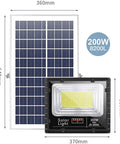 JUDYSSY Solar Led Flood Light Street, Ip65 Waterproof Outdoor Bright Security Lighting Lamp, Night Garden Floodlight Ligent Light Control Lamp，Black-200W with solar panel.