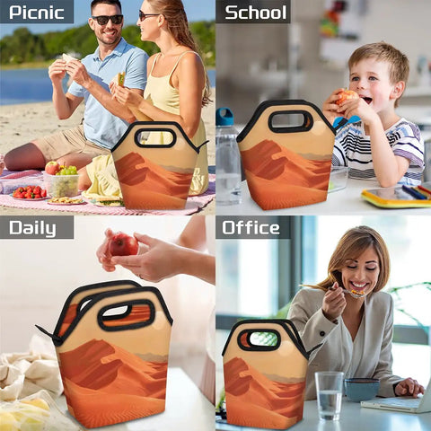 Sunset Insulated Lunch Tote Bag Portable Lunch Box for work, picnics, school, and office; keeps food hot or cold.