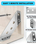 Tough As Nails Stainless Steel Corner Braces 20 Pack Triangle Furniture Brackets, showing easy installation on wood.