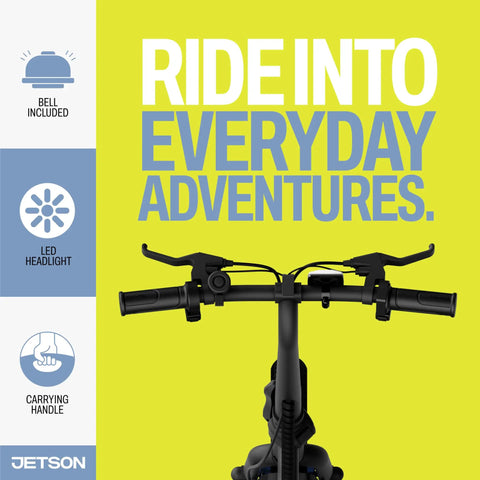 Front view of Foldable Electric Bike With Carry Handles Portable 350W Pedal Assist Twist Throttle Up To 15.5 MPH with handlebars