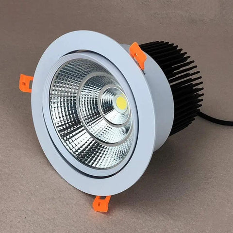 JUDYSSY Adjustable Led Floodlight 3-15W High Efficiency Cob Ceiling Light showcasing sleek white design with cooling fins for downlighting.