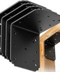 Heavy Duty L Bracket 6x6x5 90 Degree Pergola Bracket With Black Rustproof Coating For Carbon Steel, 4mm Thick, 4 Pack
