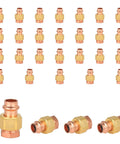Thirty Pack Three Quarter Inch Copper Press Union Fittings Male To Female Threaded Connector arranged in rows for plumbing installation.