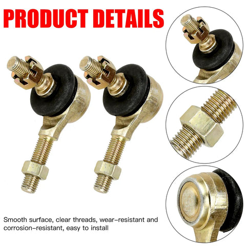 10mm Left And Right Go Kart Tie Rods Set For Taotao 125cc And 110cc Dirt Bike Durable Replacement Steering Linkage For Chinese Mini Quads And ATVs Heavy Duty, close-up of tie rod ends