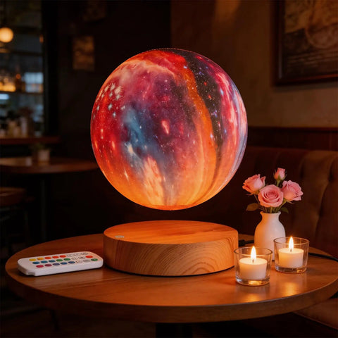 Levitating Moon Lamp 5.9 Inch Magnetic Floating Moon Light With Remote 3D Galaxy Moon Lamp 16 Color Modes on wooden base