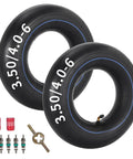 Heavy Duty 3.50/4.00-6 Inner Tube With TR87 Bent Valve For Lawn Mowers, Wheelbarrows, 2 Packs with accessories visible