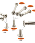 Workhorse Grade Chicago Screws And Rivet Socket Binders For Furniture Projects Nickel Plated Carbon Steel assortment kit with various sizes.
