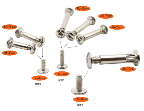 Workhorse Grade Chicago Screws And Rivet Socket Binders For Furniture Projects Nickel Plated Carbon Steel assortment kit with various sizes.