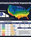 North America Ground Water Temperature Map showing water temps, GPM usage for Heavy Hitter Natural Gas Tankless Water Heater.