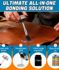 Heavy Duty Waterproof Super Glue Container With Built In Brush Applicator One Seventy Milliliter Size used on leather with a brush.