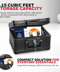 Compact Home Safe Box With Key Lock, Fireproof And Water Resistant; open view showing space for documents and USB drives.