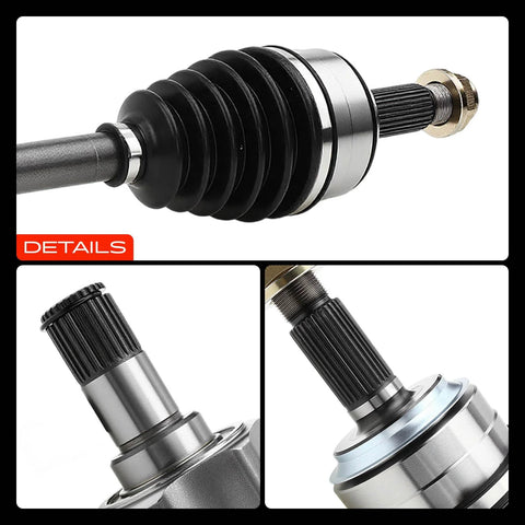 Close-up of Front CV Axle Shaft Assembly Pair for Honda Pilot 2009-2011 and Acura MDX 2007-2009 V6 3.5L 3.7L, showing details.