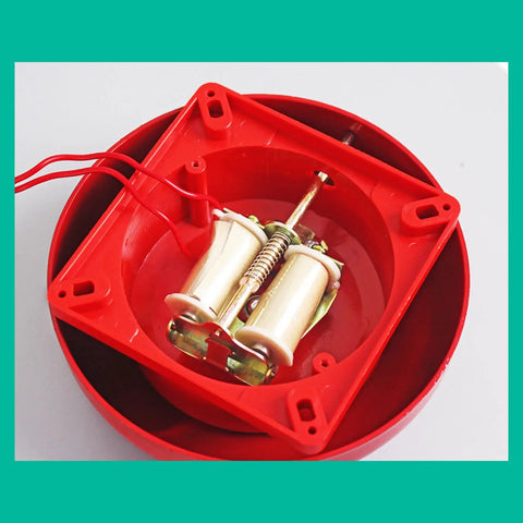 Mega Loud High Volume Electric Security Alarm System With 6 Inch Round Horn 95dB Penetrating Tone Multiple Power Options Durable ABS Construction Long Distance Sound Propagation Easy Mounting Reliable Early Warning For Home Or Business red 6-inch horn