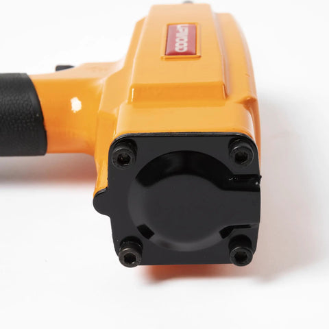 Orange Pro Grade Air Punch Nailer Nail Remover Pneumatic Puller for Denailing Wood Recycling, black head view, heavy duty tool