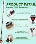 3 In 1 Heavy Duty Crack Weeder Tool With 59 Inch Adjustable Handle with V-shaped bristles, twist-lock and knob connections