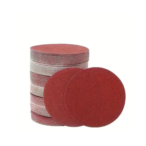 Premium 125mm Hook And Loop Sanding Discs Fit Orbital Sanders Perfectly, stacked with varying grits from 60 to 1000.