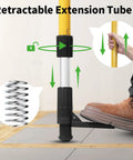 Built Like A Tank Telescoping Laser Level Stand With Hella Flexible 13.8 Foot Vertical Reach showing retractable extension tube and locking mechanism.