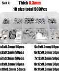 Ultra Thin Flat Washer Set For M2 To M8 Sizes In 304 Stainless Steel, Shim And Plain Gasket Assortment Kit, Corrosion Resistant, Space Saving, Smooth Edges For Tight, Compact Assemblies. 0.3mm washer kit in organizer
