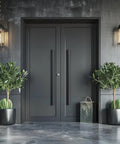 60 Inch Double Sided Push Pull Door Handle Built To Last Heavy Duty Stainless Steel Ladder Pull For Commercial Glass Wood Barn And Metal Doors Matte Black Finish 59.06 Inch Length 47.24 Inch Mount Spacing 2.05 Inch Standoff on black double doors