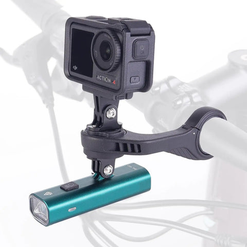 Quick Release Bike Mount Interface Combo Adapter For Garmin iGPSPORT CooSpo XOSS COROS GEOID and action camera setup on handlebars
