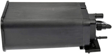 Vapor Canister Direct Replacement For Evaporative Emissions System On Select Chevy And GMC Rides, black charcoal canister side view