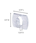 Clear Mini Light Clips For Damage-Free Decorating, 160 Clips Total (4 Packs Of 40), dimensions labeled, transparent design