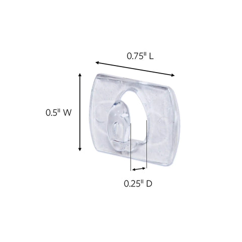 Clear Mini Light Clips For Damage-Free Decorating, 160 Clips Total (4 Packs Of 40), dimensions labeled, transparent design