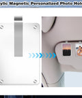 Two Pack Acrylic Magnetic Car Photo Holder Visor Clip Set with images on sun visor