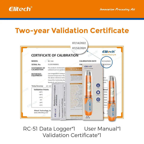 Go-To RC-51H USB Temperature Data Logger Reusable Digital Recorder For Medical Refrigerators And Food Cold Chain, Programmable Thermometer Monitor With 32000 Data Points, High Accuracy, Quick PDF Export Without Software. Calibration certificate and user manual