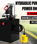Image of Beefy Truck-Grade 8 Quart Hydraulic Power Unit with Dual Acting Dump Trailer Pump, 12V DC Motor, Steel Reservoir