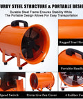Heavy Duty Utility Blower Exhaust Fan 12 Inch High Velocity 3500 CFM with rugged steel housing and portable handle
