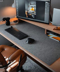Durable Felt Desk Pad For An Ultra Smooth Workstation Mouse Pad And Keyboard Mat Large 36 By 12 Inches Desk Protector In Dark Gray for home office setup.