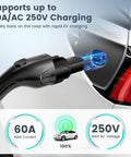 J1772 To Nacs Ev Charging Adapter For Tesla Model 3 Y X S Max 60 Amps Fast Charging Portable Level 2 Connector near vehicle.