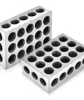 Pair of steel 1-2-3 precision blocks with 23 holes for milling setup and inspection