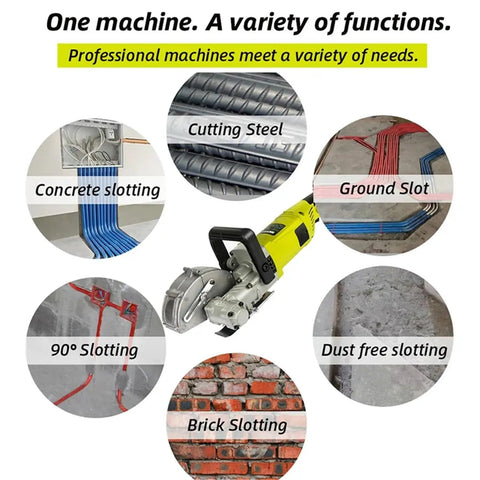 Kickass Electric Wall Chaser And Groove Cutting Machine Built To Slice Through Brick Concrete Without Breaking a Sweat Ergonomic Heavy Duty Tool for various slotting functions.