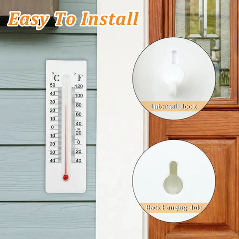 Outdoor Key Lock Box Wall Mount Weatherproof Key Cabinet Stash Box For Spare Keys Coins And Small Valuables With Decorative Thermometer Look