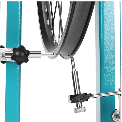Close-up of Bicycle Wheel Truing Stand For 16 To 29 Inch Wheels, Adjustable Width 95Mm To 150Mm, carbon steel centering stand