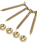 Gold Neck Ferrule Set For Electric Guitars And Bass, 4 Pack Neck Joint Bushing With Screws, Metal Ferrule Bolts, Shims And Spacers, Rock Solid Connection, Easy Install Repair Parts. Four gold ferrules and screws