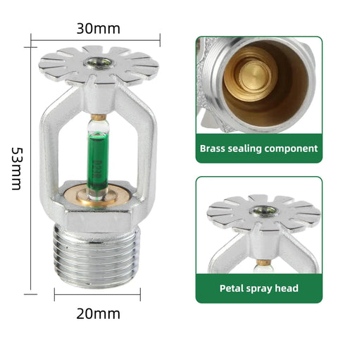 6 Pack Tough As Nails Quick Response Pendent Fire Sprinkler Heads Rock Solid Brass Body showing brass sealing and petal spray head design.